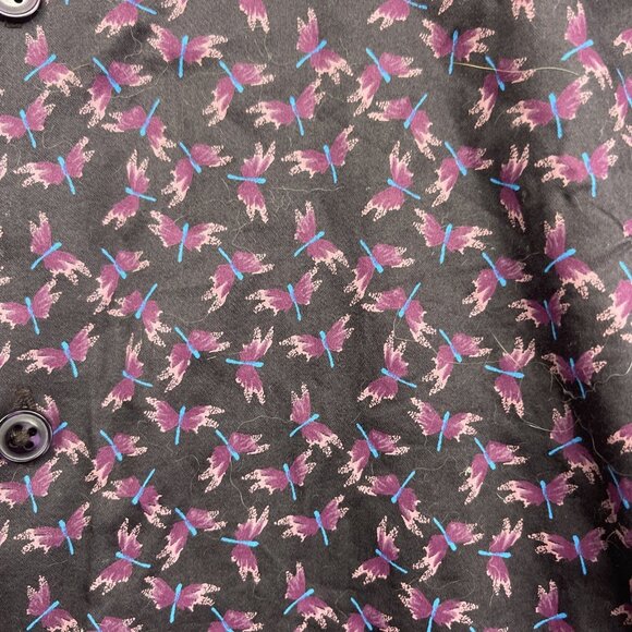 EGARA Mens Purple / Blue Firefly Bugs AOP Slim Fit Button Down Shirt Men Sz M - Picture 7 of 11